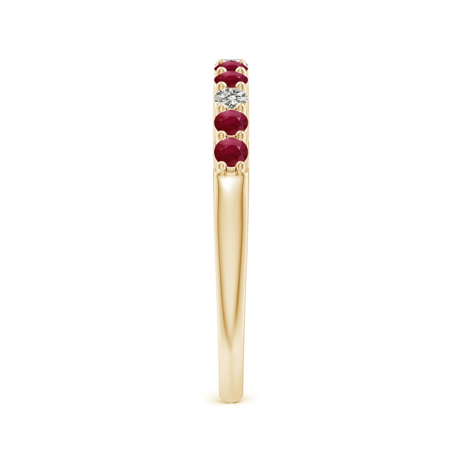 2mm A Round Ruby and Diamond Half Eternity Wedding Ring in Yellow Gold side-2