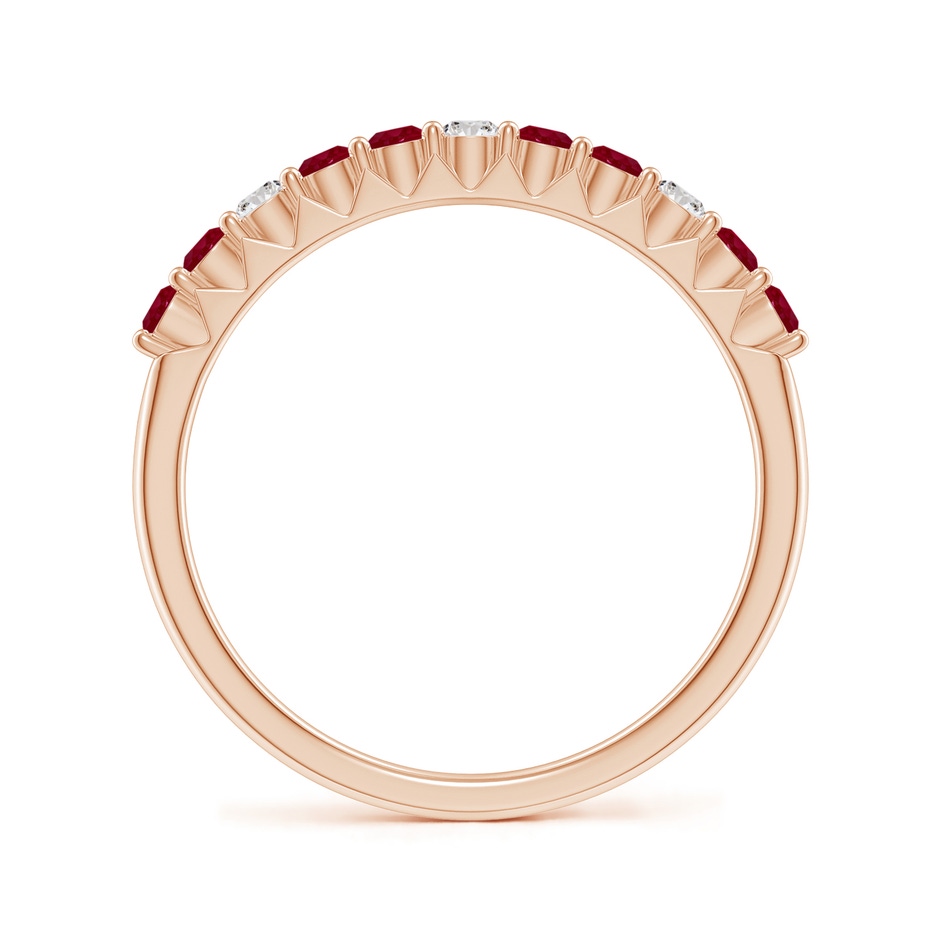 2mm AA Round Ruby and Diamond Half Eternity Wedding Ring in Rose Gold side-1