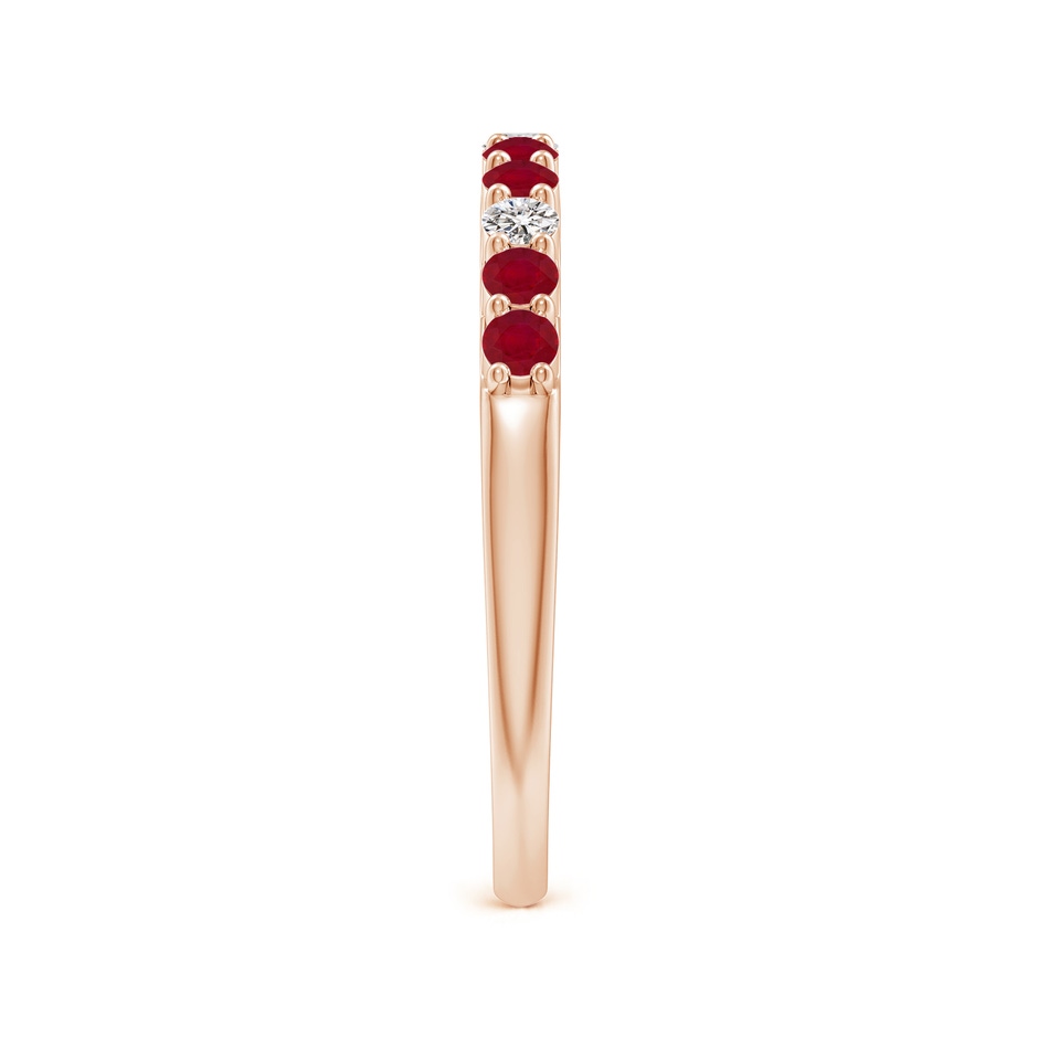 2mm AA Round Ruby and Diamond Half Eternity Wedding Ring in Rose Gold side-2