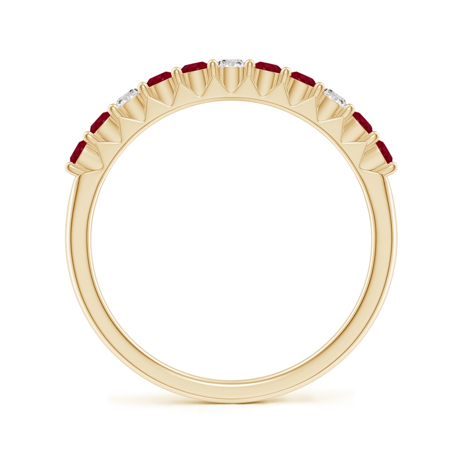 2mm AA Round Ruby and Diamond Half Eternity Wedding Ring in Yellow Gold side-1