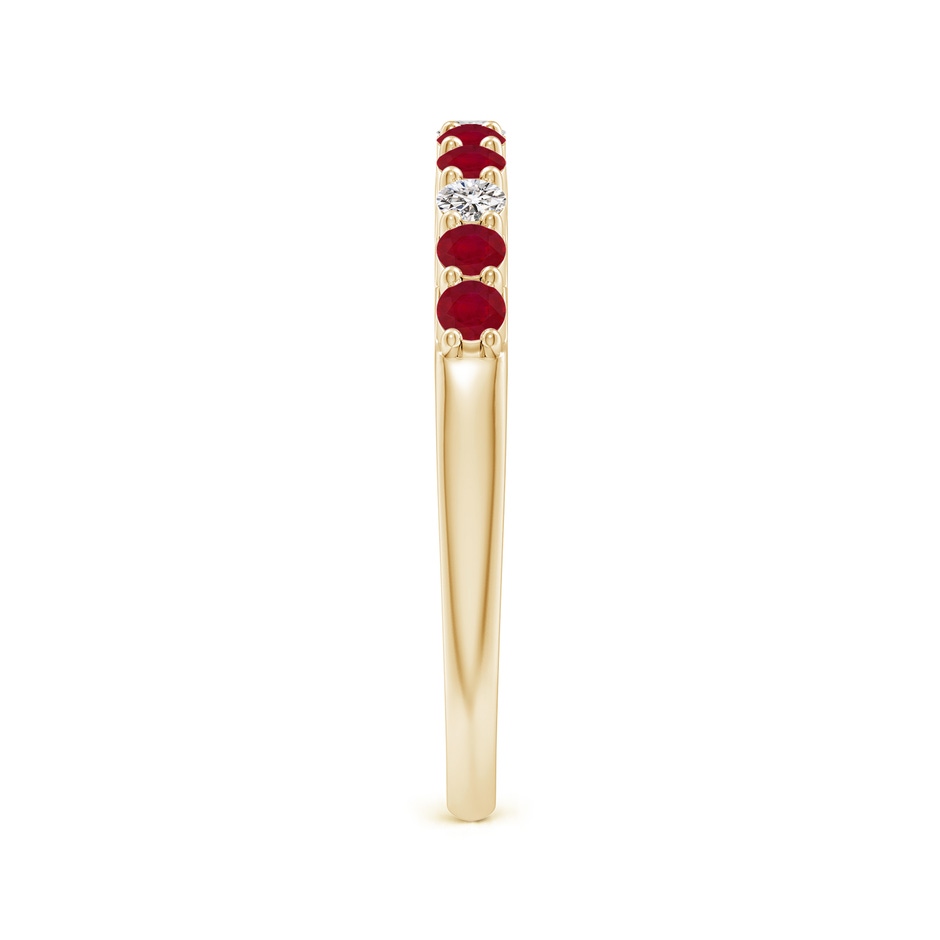 2mm AA Round Ruby and Diamond Half Eternity Wedding Ring in Yellow Gold side-2