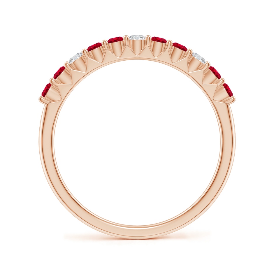 2mm AAA Round Ruby and Diamond Half Eternity Wedding Ring in Rose Gold side-1