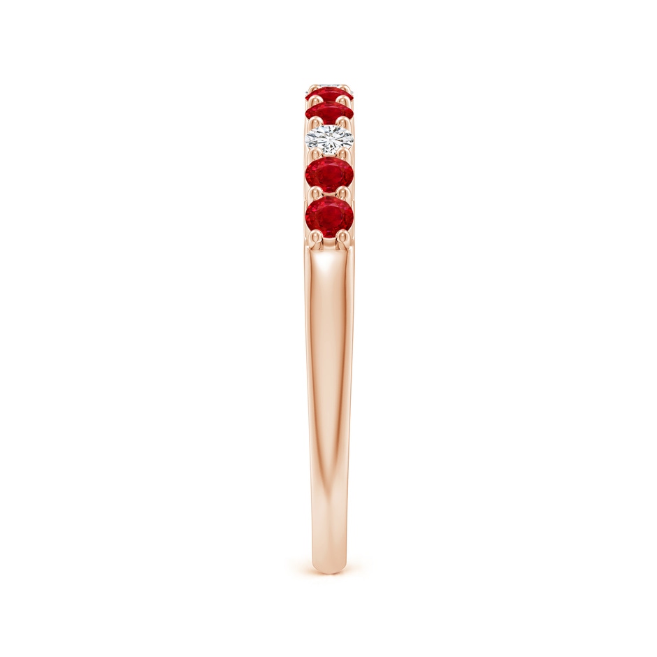 2mm AAA Round Ruby and Diamond Half Eternity Wedding Ring in Rose Gold side-2