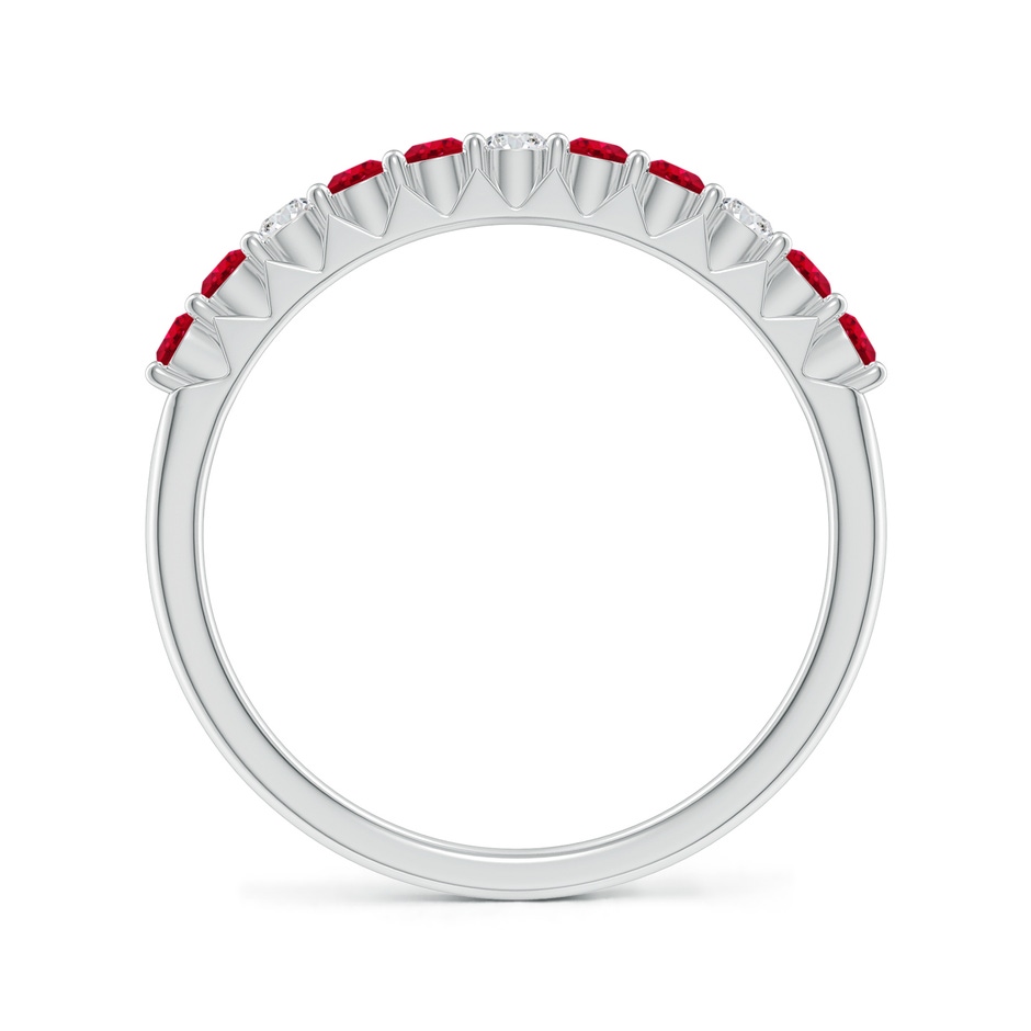2mm AAA Round Ruby and Diamond Half Eternity Wedding Ring in White Gold side-1