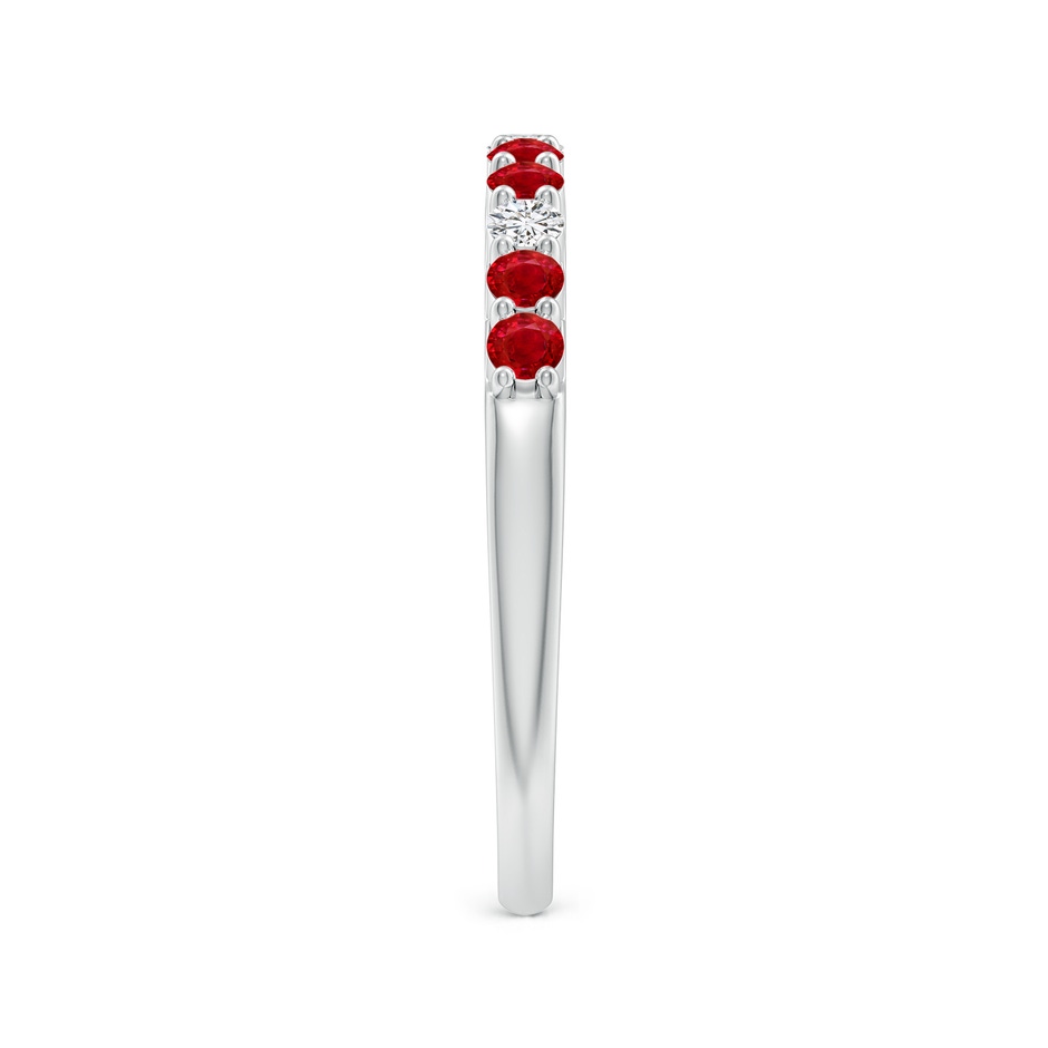 2mm AAA Round Ruby and Diamond Half Eternity Wedding Ring in White Gold side-2