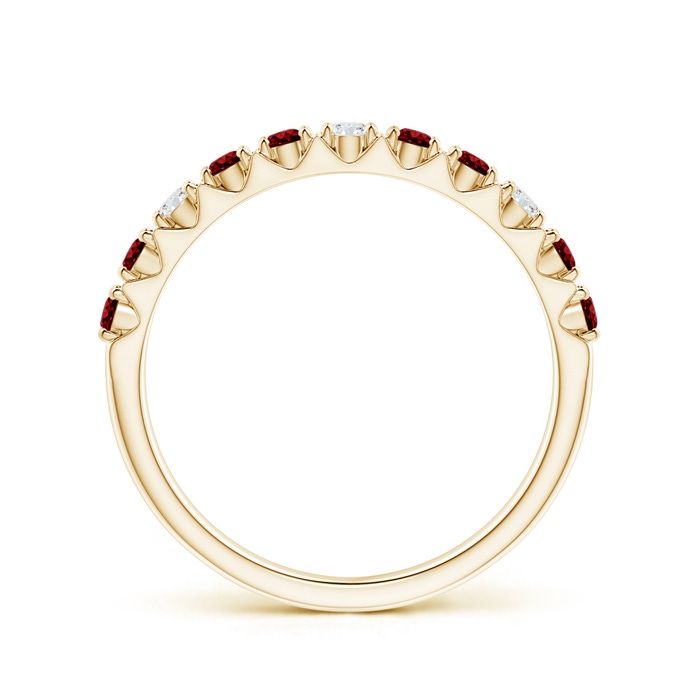 2mm AAAA Round Ruby and Diamond Half Eternity Wedding Ring in 9K Yellow Gold Product Image