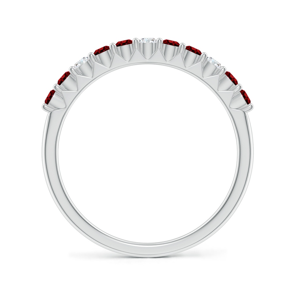 2mm AAAA Round Ruby and Diamond Half Eternity Wedding Ring in White Gold Side-1