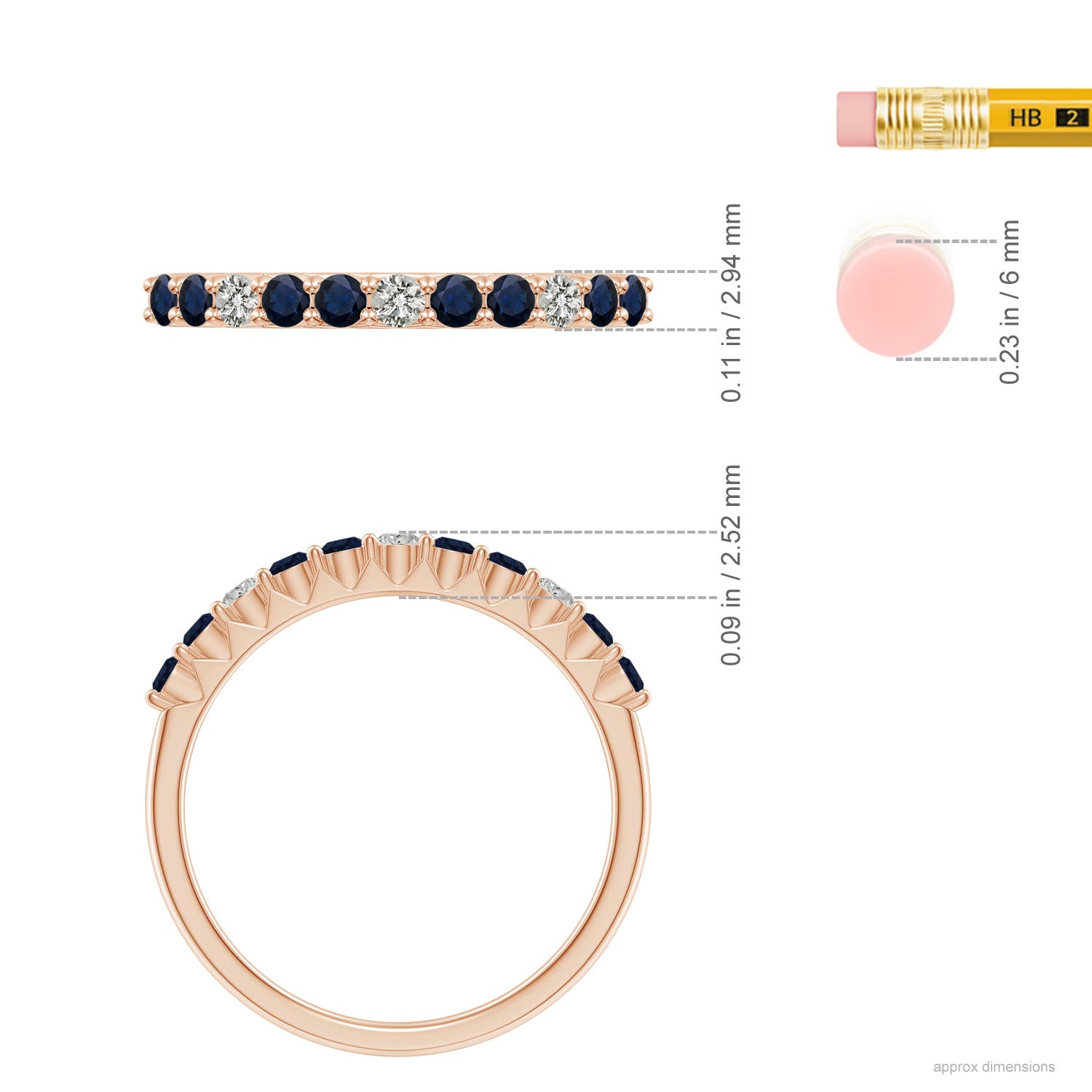 A - Blue Sapphire / 0.51 CT / 14 KT Rose Gold