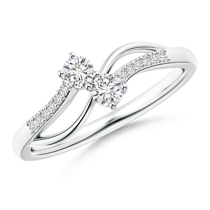3mm HSI2 Classic Two Stone Diamond Bypass Split Shank Ring in White Gold