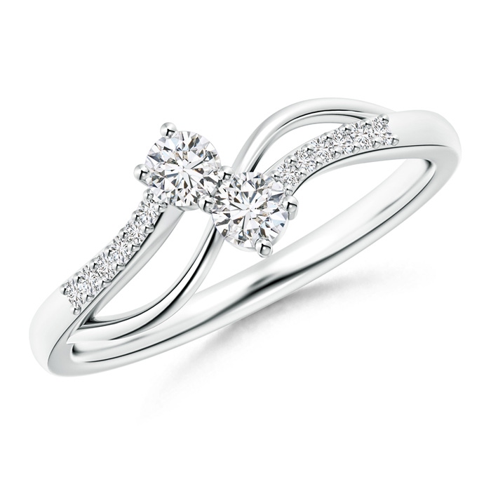 3mm HSI2 Classic Two Stone Diamond Bypass Split Shank Ring in White Gold 