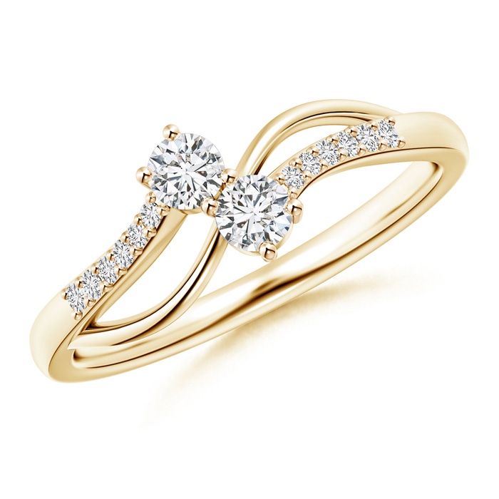 3mm HSI2 Classic Two Stone Diamond Bypass Split Shank Ring in Yellow Gold 