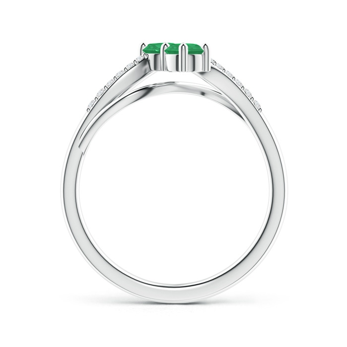 3.7mm A Classic Two Stone Emerald Bypass Split Shank Ring in White Gold product image