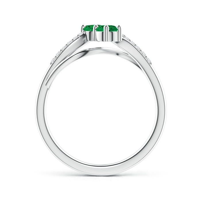 3.7mm AAA Classic Two Stone Emerald Bypass Split Shank Ring in White Gold product image