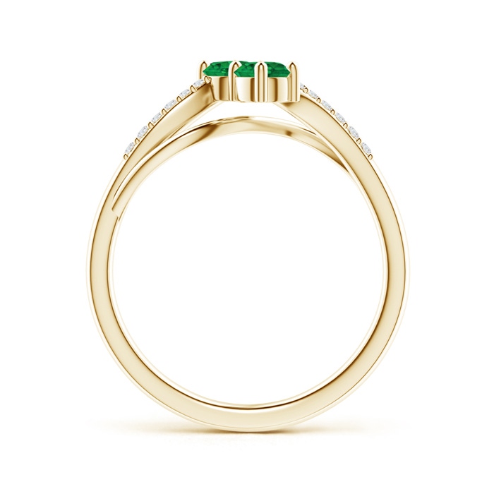 3.7mm AAA Classic Two Stone Emerald Bypass Split Shank Ring in Yellow Gold product image