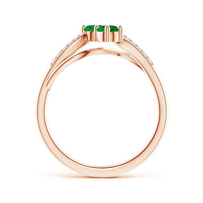 3.7mm AAAA Classic Two Stone Emerald Bypass Split Shank Ring in Rose Gold product image