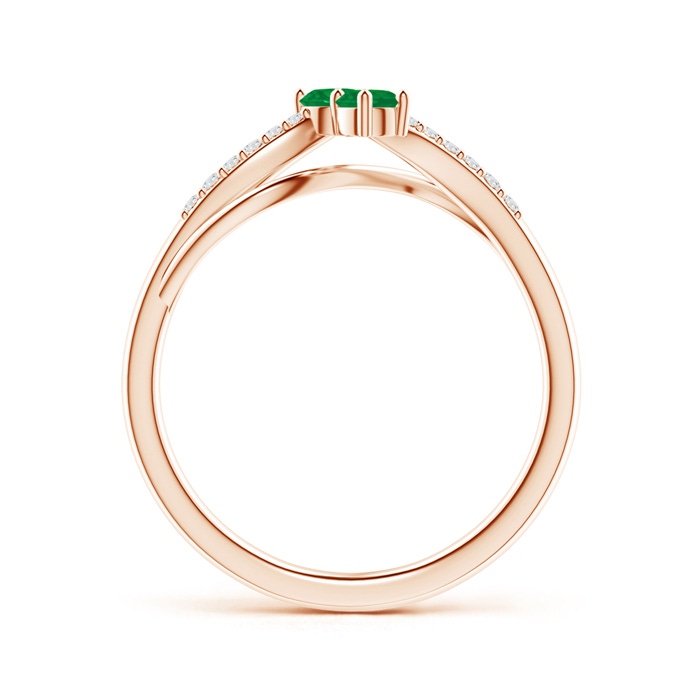 3mm AA Classic Two Stone Emerald Bypass Split Shank Ring in Rose Gold product image