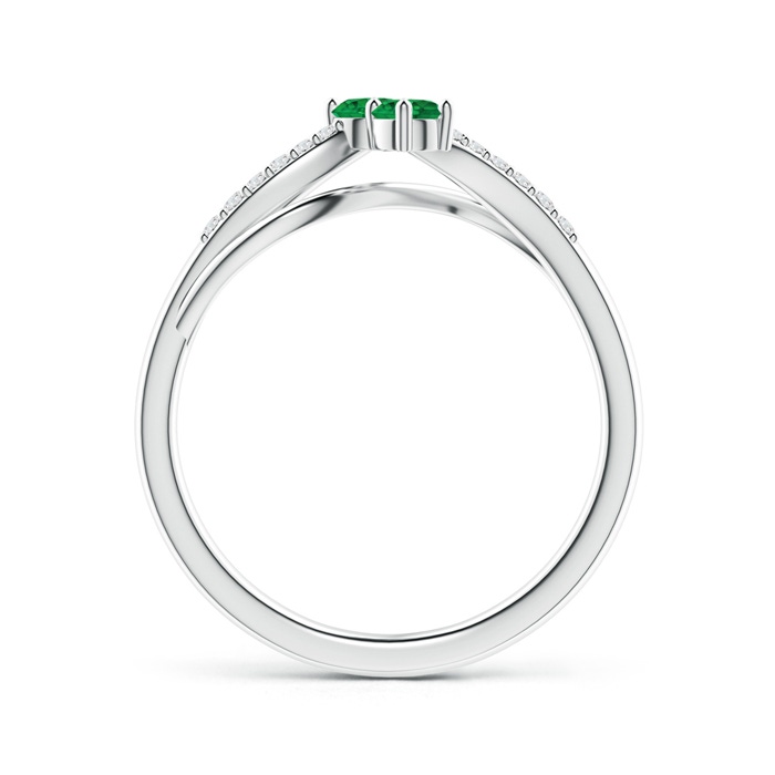 3mm AAA Classic Two Stone Emerald Bypass Split Shank Ring in P950 Platinum product image