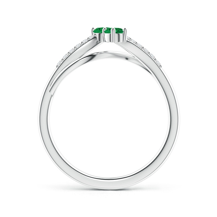 3mm AAA Classic Two Stone Emerald Bypass Split Shank Ring in White Gold Product Image