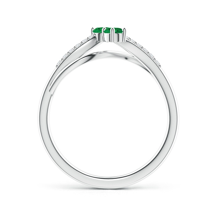 3mm AAA Classic Two Stone Emerald Bypass Split Shank Ring in White Gold product image