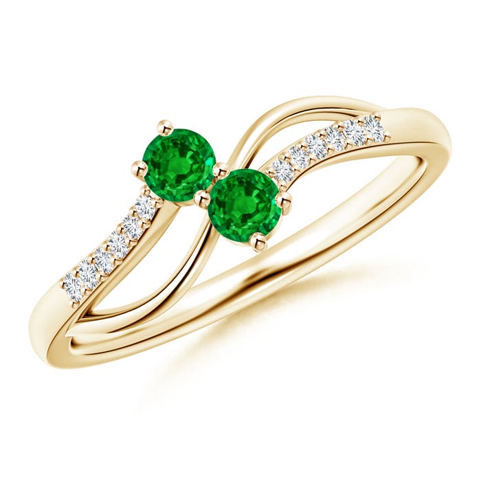 AAAA - Emerald / 0.26 CT / 14 KT Yellow Gold