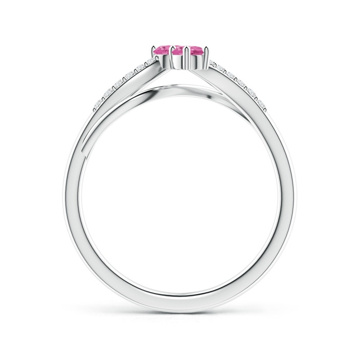 3mm AAA Classic Two Stone Pink Sapphire Bypass Split Shank Ring in White Gold Product Image