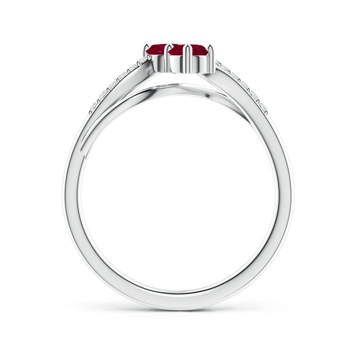 3.7mm A Classic Two Stone Ruby Bypass Split Shank Ring in White Gold product image