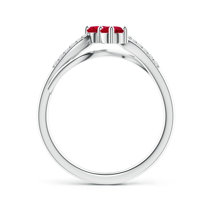 3.7mm AAA Classic Two Stone Ruby Bypass Split Shank Ring in P950 Platinum product image