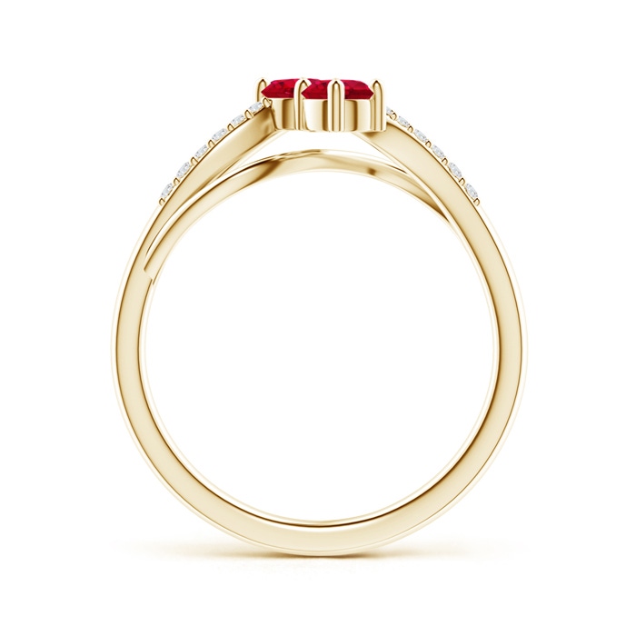 3.7mm AAA Classic Two Stone Ruby Bypass Split Shank Ring in Yellow Gold product image