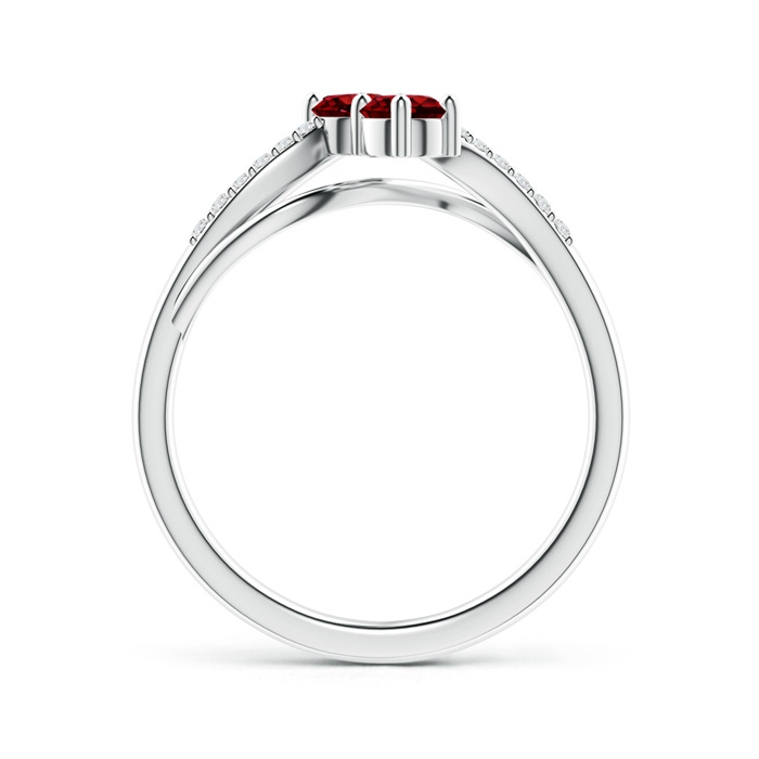 3.7mm AAAA Classic Two Stone Ruby Bypass Split Shank Ring in White Gold product image