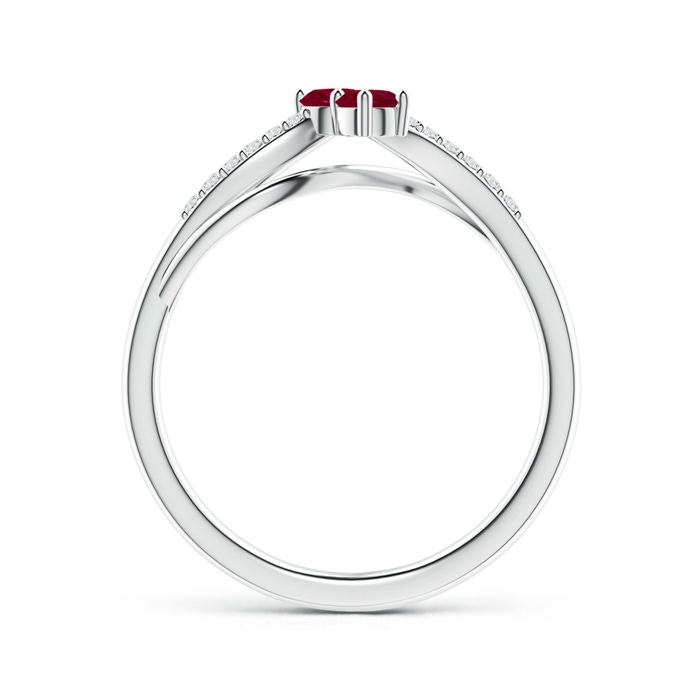 3mm A Classic Two Stone Ruby Bypass Split Shank Ring in White Gold product image