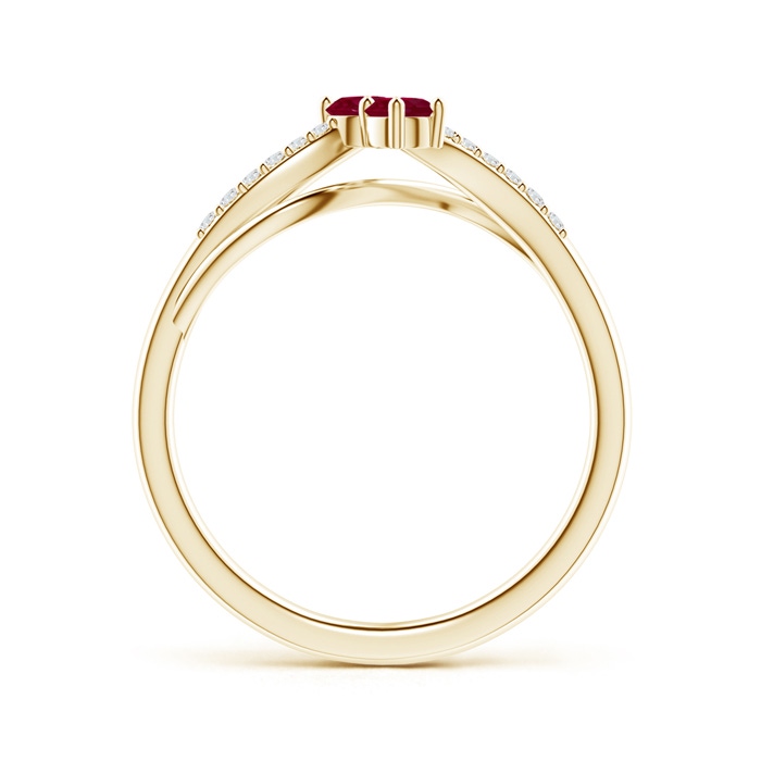 3mm A Classic Two Stone Ruby Bypass Split Shank Ring in Yellow Gold product image