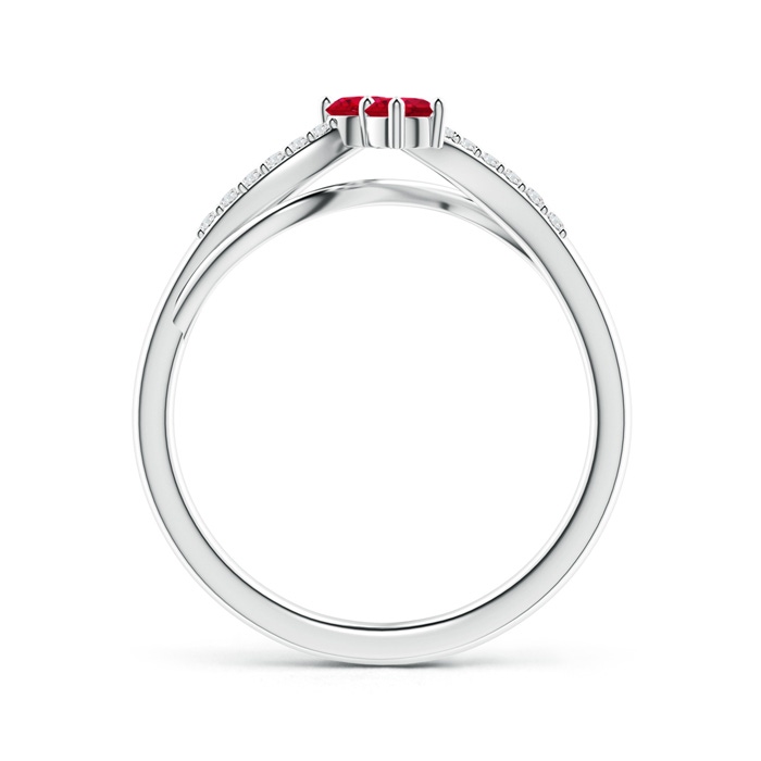 3mm AAA Classic Two Stone Ruby Bypass Split Shank Ring in P950 Platinum product image