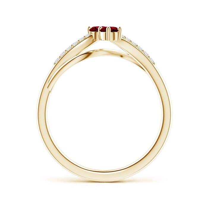 3mm AAAA Classic Two Stone Ruby Bypass Split Shank Ring in Yellow Gold Product Image
