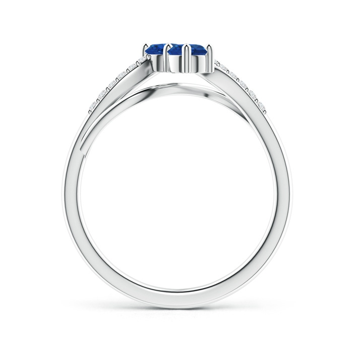 3.7mm AA Classic Two Stone Sapphire Bypass Split Shank Ring in White Gold product image