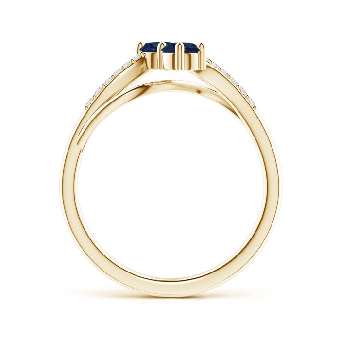 3.7mm AA Classic Two Stone Sapphire Bypass Split Shank Ring in Yellow Gold product image