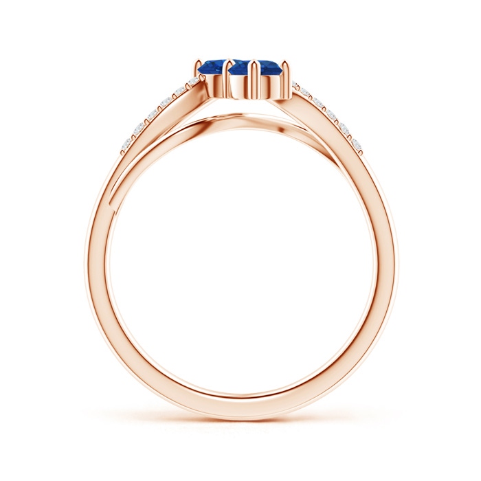 3.7mm AAA Classic Two Stone Sapphire Bypass Split Shank Ring in Rose Gold product image