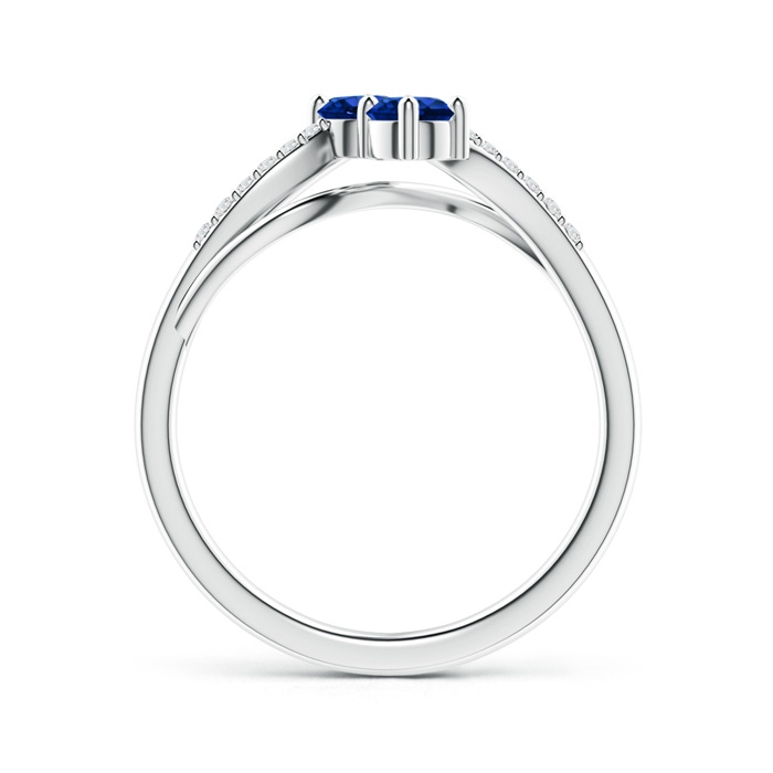 3.7mm AAAA Classic Two Stone Sapphire Bypass Split Shank Ring in White Gold product image