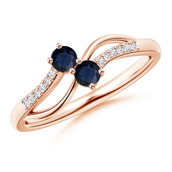 A - Blue Sapphire / 0.34 CT / 14 KT Rose Gold