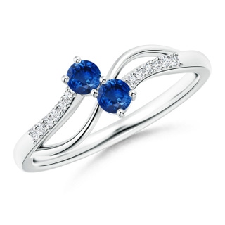 3mm AAA Classic Two Stone Sapphire Bypass Split Shank Ring in White Gold