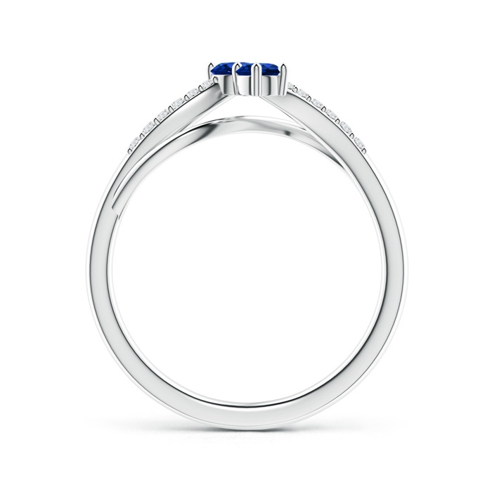 3mm AAAA Classic Two Stone Sapphire Bypass Split Shank Ring in White Gold product image