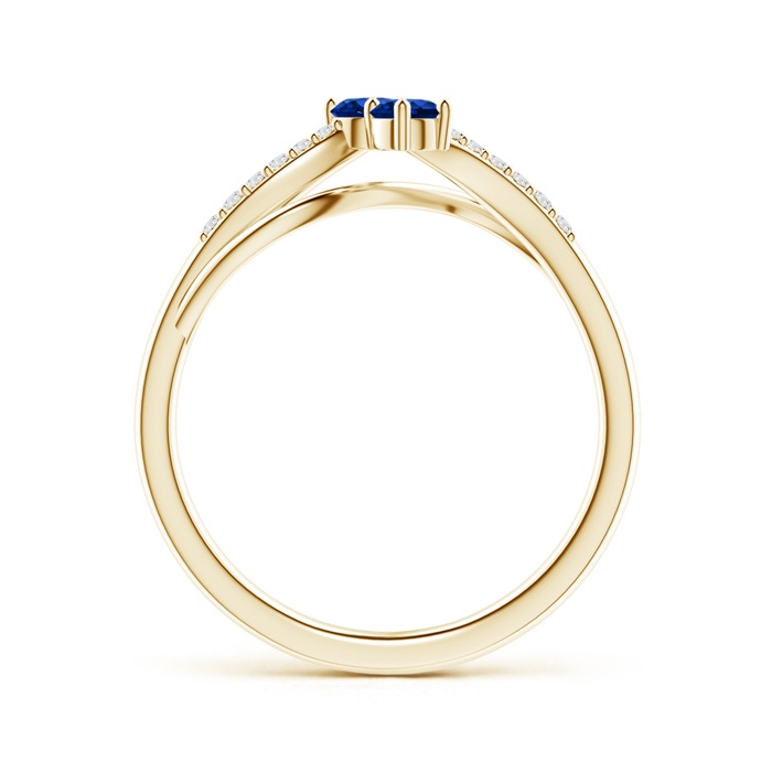 3mm AAAA Classic Two Stone Sapphire Bypass Split Shank Ring in Yellow Gold product image