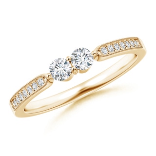 3mm GVS2 Vintage Inspired Two Stone Diamond Ring in Yellow Gold