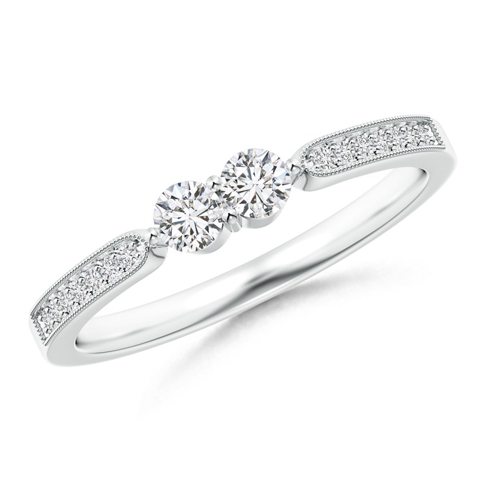 3mm HSI2 Vintage Inspired Two Stone Diamond Ring in White Gold 