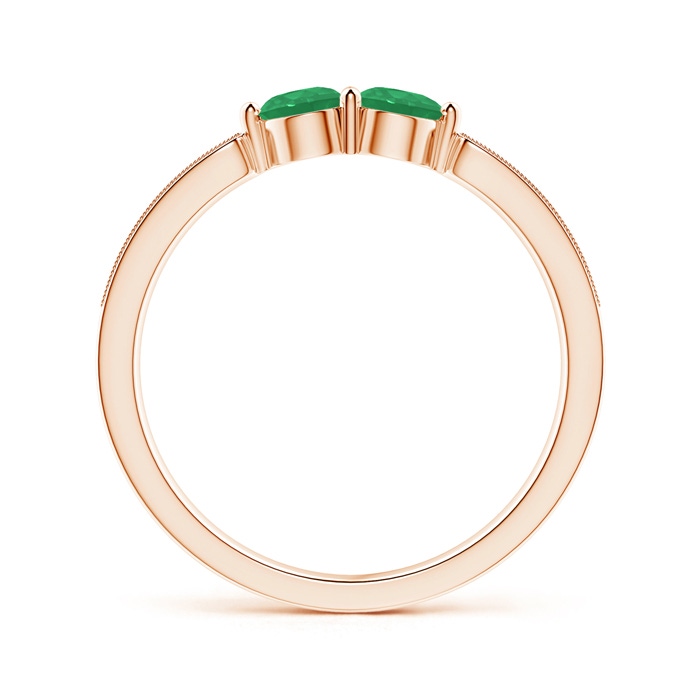3.7mm A Vintage Inspired Two Stone Emerald Ring with Diamonds in Rose Gold product image