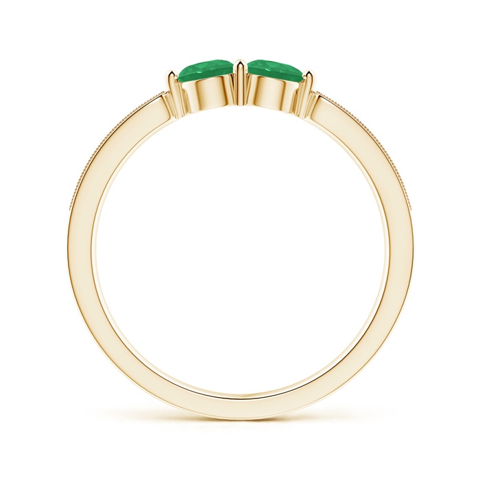 3.7mm A Vintage Inspired Two Stone Emerald Ring with Diamonds in Yellow Gold product image