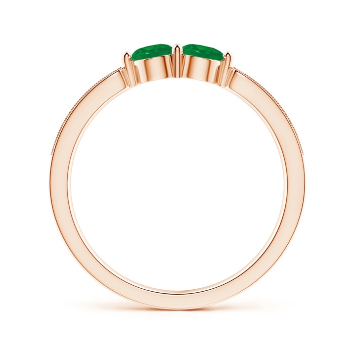 3.7mm AA Vintage Inspired Two Stone Emerald Ring with Diamonds in Rose Gold product image