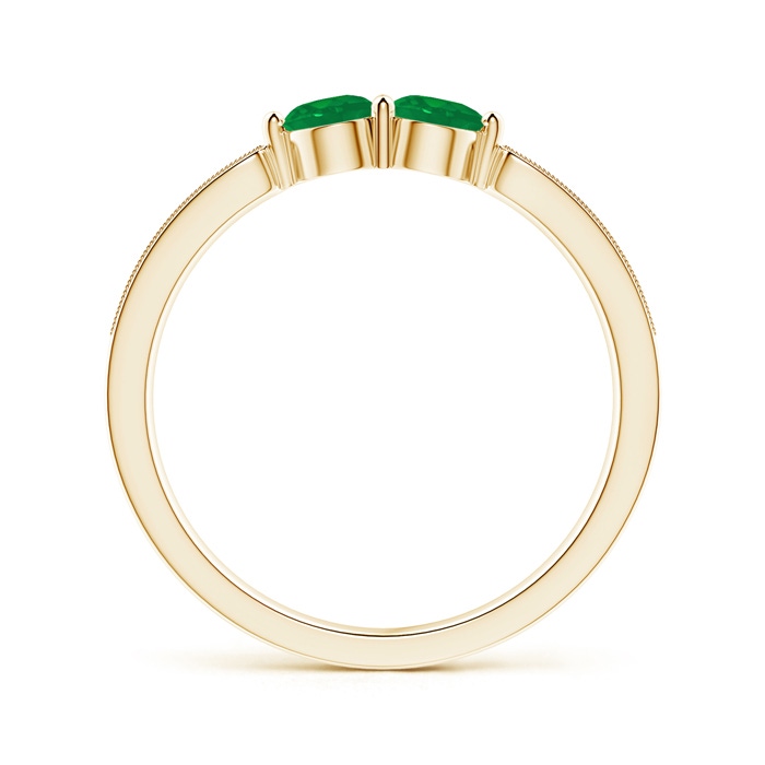 3.7mm AA Vintage Inspired Two Stone Emerald Ring with Diamonds in Yellow Gold product image