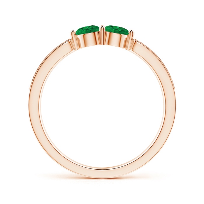 3.7mm AAA Vintage Inspired Two Stone Emerald Ring with Diamonds in Rose Gold product image