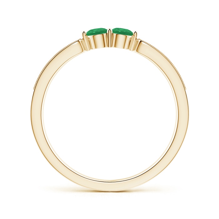 3mm A Vintage Inspired Two Stone Emerald Ring with Diamonds in Yellow Gold product image