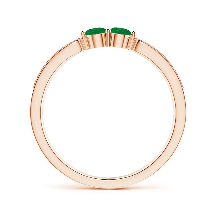 3mm AA Vintage Inspired Two Stone Emerald Ring with Diamonds in Rose Gold product image